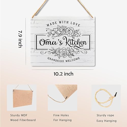 Miniatura 5 de Oma's Kitchen Sign  Decoración de cocina de Oma, placa de madera colgante de cocina de Oma, letreros de cocina rústica de granja, decoración de