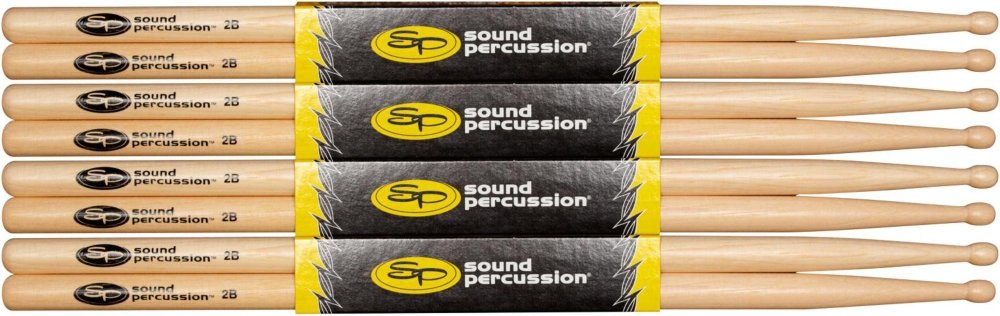 Sound Percussion Labs Hickory Drumsticks 4-Pack 2B Wood