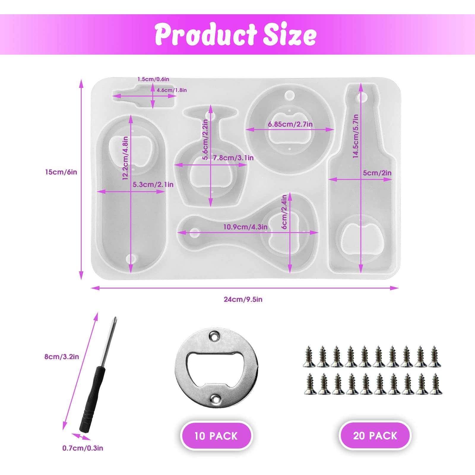 Décapsuleur en résine - Moule en silicone - Moule en résine époxy - Kit de clé à bière avec tournevis et patch - Moule à bijoux pour ouvre-bouteille, porte-clés, tire-bouchon Décapsuleur en résine - Moule en silicone - Moule en résine époxy - Kit de clé à bière avec tournevis et patch - Moule à bijoux pour ouvre-bouteille, porte-clés, tire-bouchon
