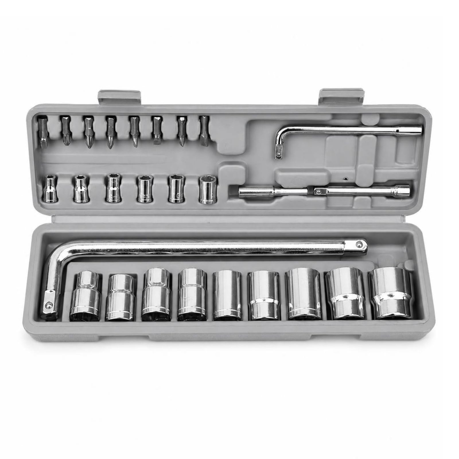 perfk Kit Clés à Douilles Embouts Tournevis pour Réparation Voiture en Acier Vanadium Rallonges Poignée en L pour Serrage sserrage Fixations Dans Espaces Restreints.