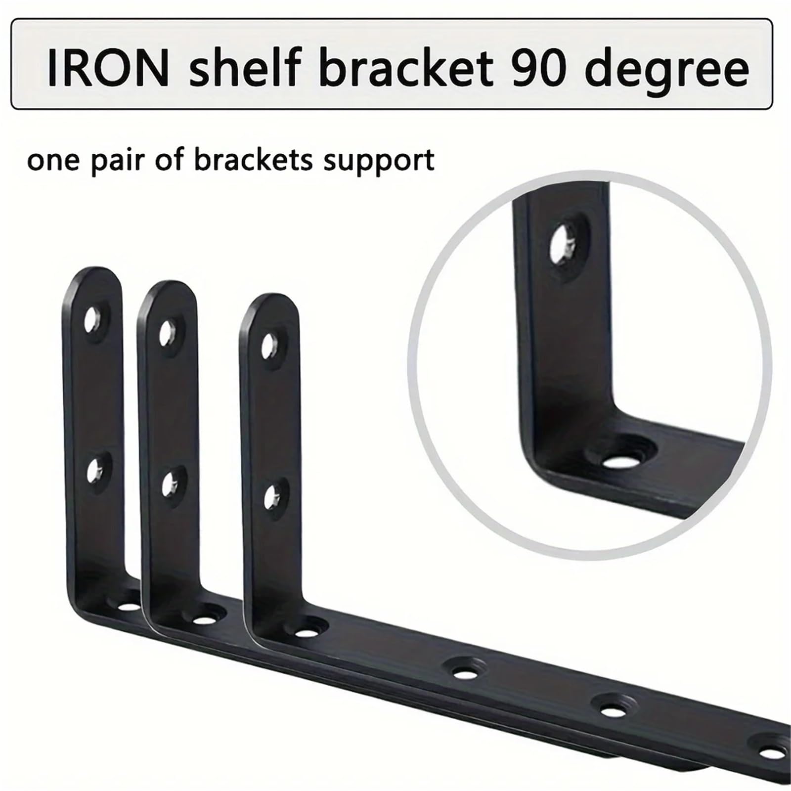 Robuste Eckstütze aus schwarzem Stahl, 5 x 3 Zoll, for Möbel, Regale und Schrankverkleidungen Geeignet zur Möbelbefestigung(8pcs)