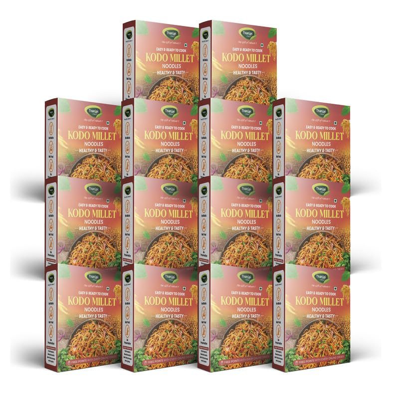 Image of Thanjai Natural Kodo Millet Noodles 180 Grams X 14 (2520 Grams) of Homemade Natural Noodles (No Preservatives, No Chemicals, No Artificial Extract)