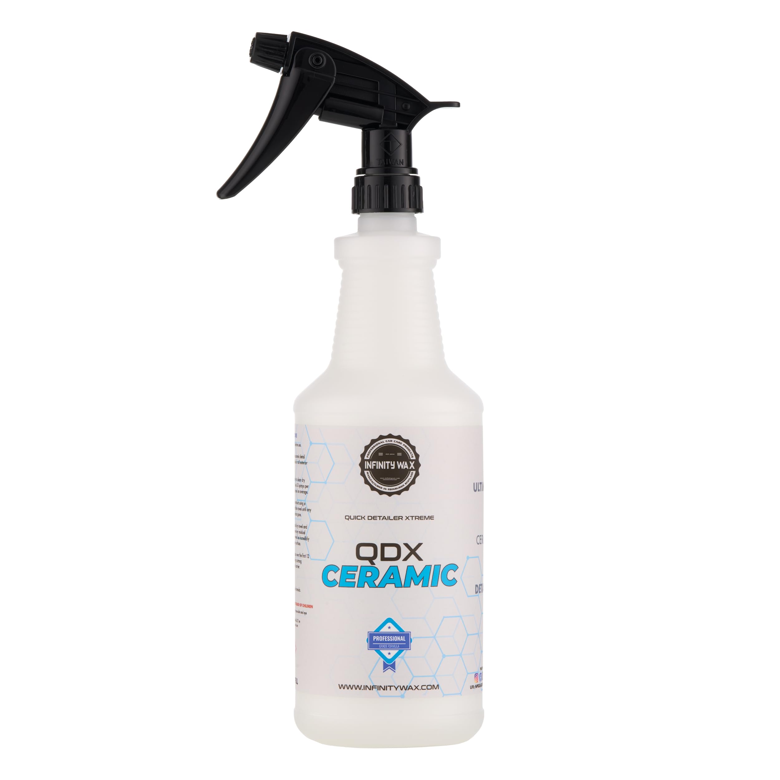 Infinity Wax QDX Ceramic Detailer 1L - SiO Quick Detailer Spray Brillo extremo, agua brillante y suave, protección fácil contra rociado, topper cerámico seguro, acabado hidrofóbico duradero