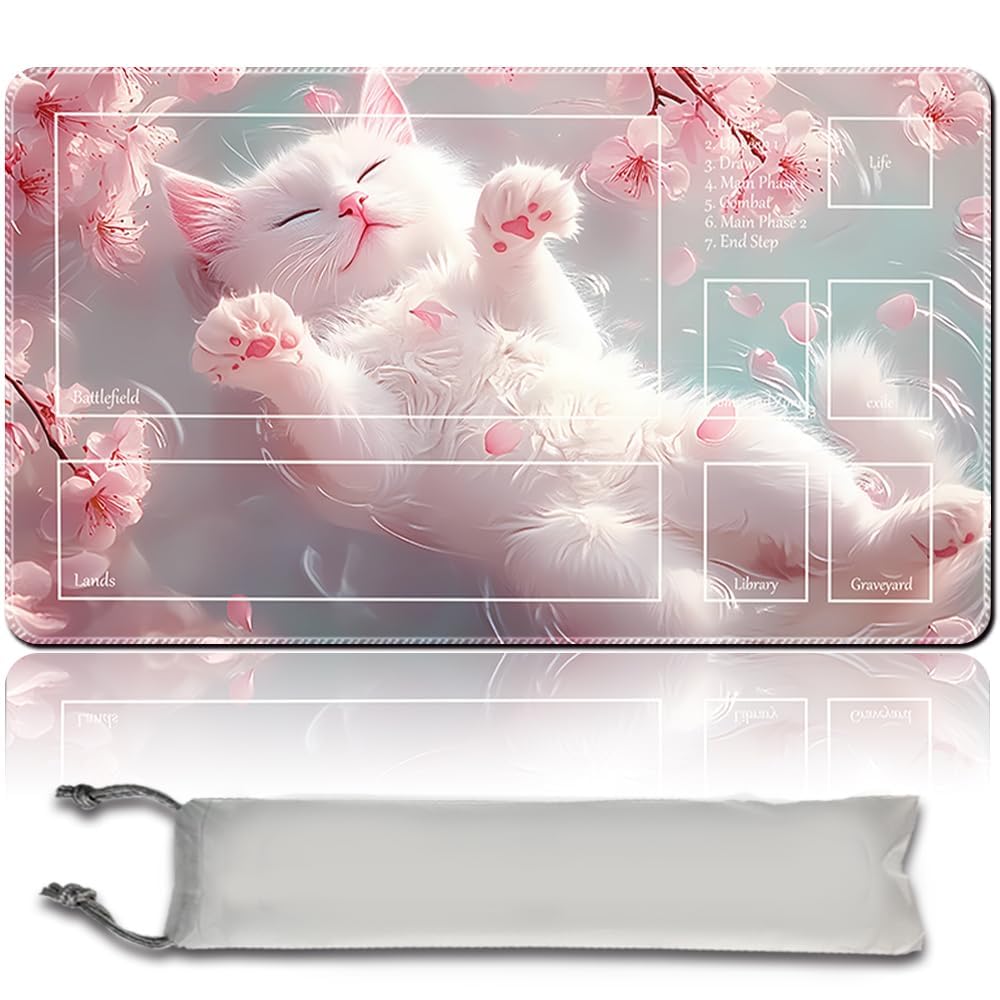 MTG PlayMat, 60 x 35 cm TCG PlayMat Stitched Edges Trading Card Game Play Mats with Storage Bag Smooth Rubber Surface Fighting Play Mat (MTG Set 40-7,With Zone)