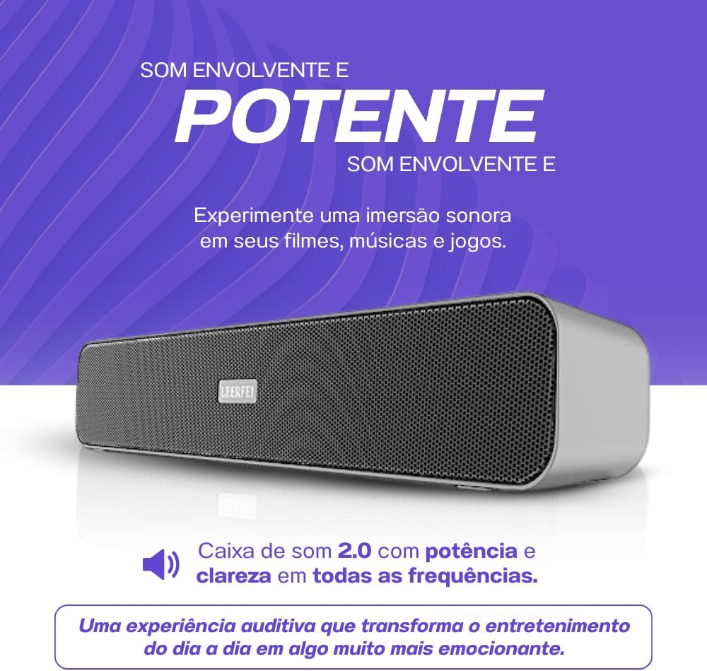 Caixa De Som Potente Pc Notebook Computador Smart Tv Design Metálico Pôtencia Sonora Subwoofer Alto Desempenho - Linha Premium Xtrade Caixa De Som Potente Pc Notebook Computador Smart Tv Design Metálico Pôtencia Sonora Subwoofer Alto Desempenho - Linha Premium Xtrade
