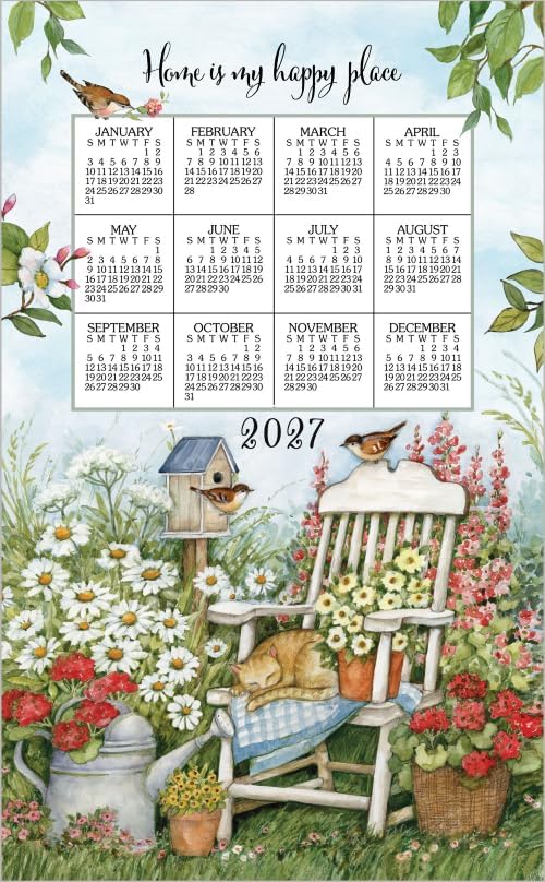 2027 Calendar Towel/Dishcloth CAT ON CHAIR F3570