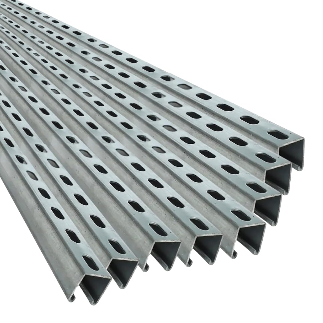 Hot Dip Galvanized Slotted Channel for Solar Panel Structure | Heavy-Duty Metal | Making Stand or Support 10feet Size (Pack of 8)-image-13