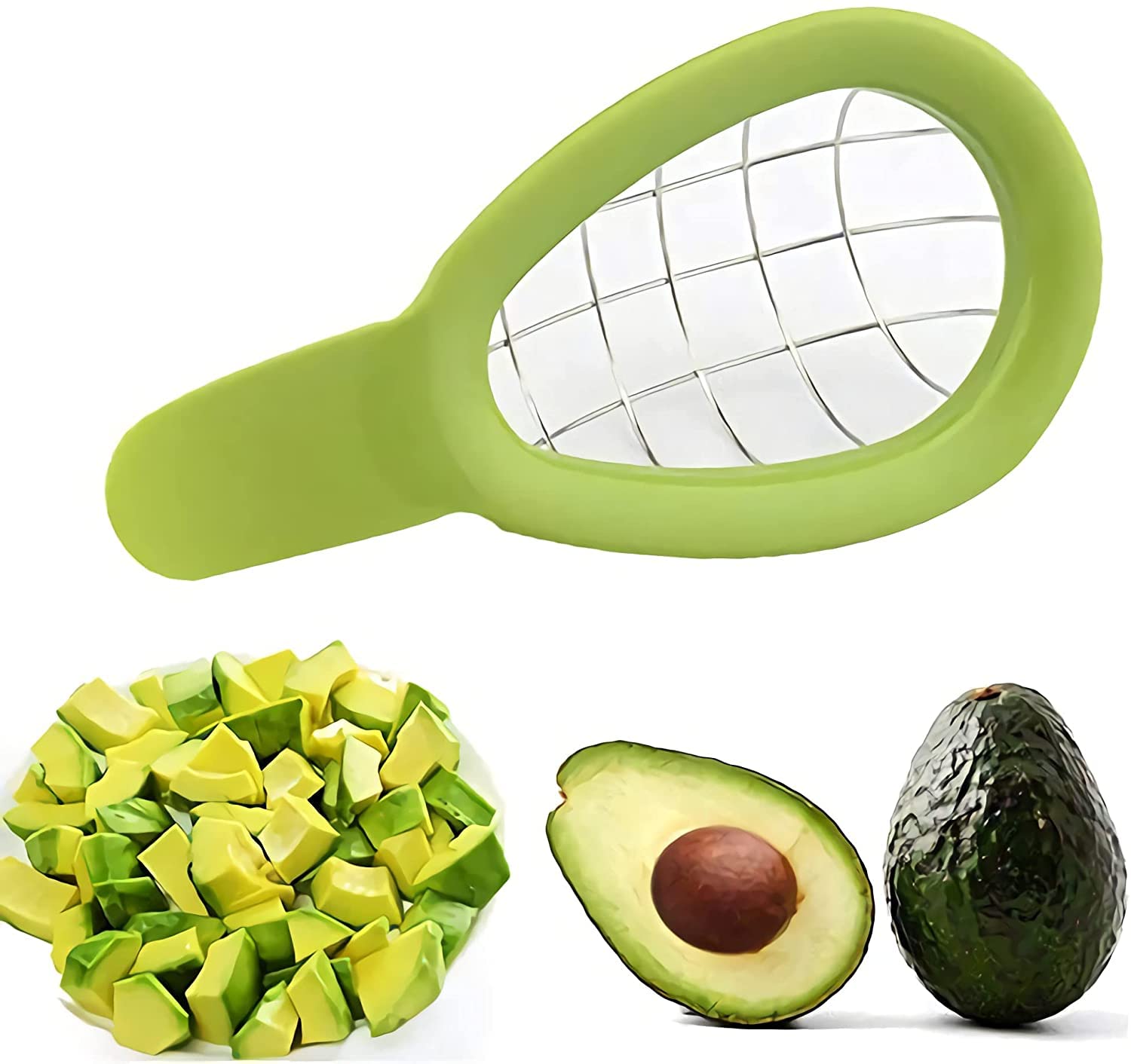 MaogearStainless Steel Avocado Cuber and Dicer Tool Avocado Chunks Slicer for Avocados One Size Dicing Fruit Salad Kitchen Gadget