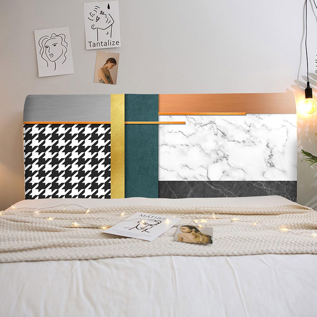 Housse De Tête De Lit en Polyester Doux, Housse De Protection pour Tête De Lit, Peinture De Paysage, Housse De Protection pour Diverses Têtes De Lit(Size:160CM,Color:C)