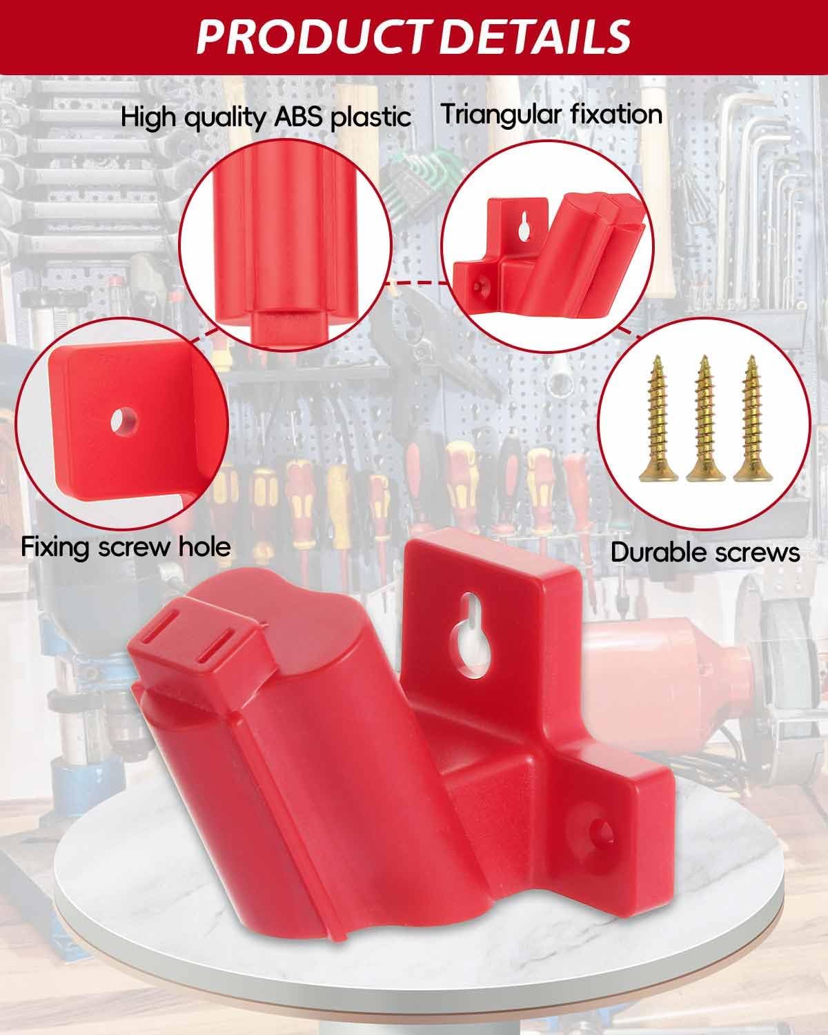 6-Pack Tool Holder Compatible with Milwaukee M12 12V Power Tools, Wall Mount Organizer with Screws - Image 3