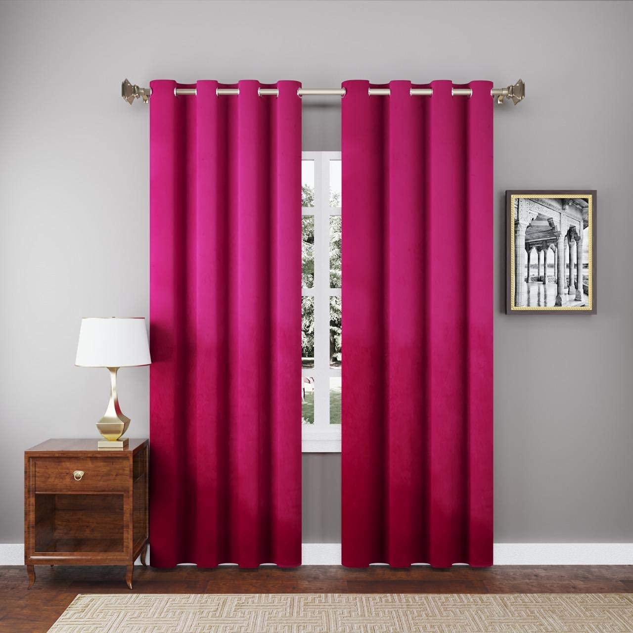 GD Home Fabric Velvet Solid Grommet Long Door Curtain, Long Door 6.5 Feet, Dark Pink, Pack of 2 (B09M91W515) Amazon Price History, Amazon Price Tracker