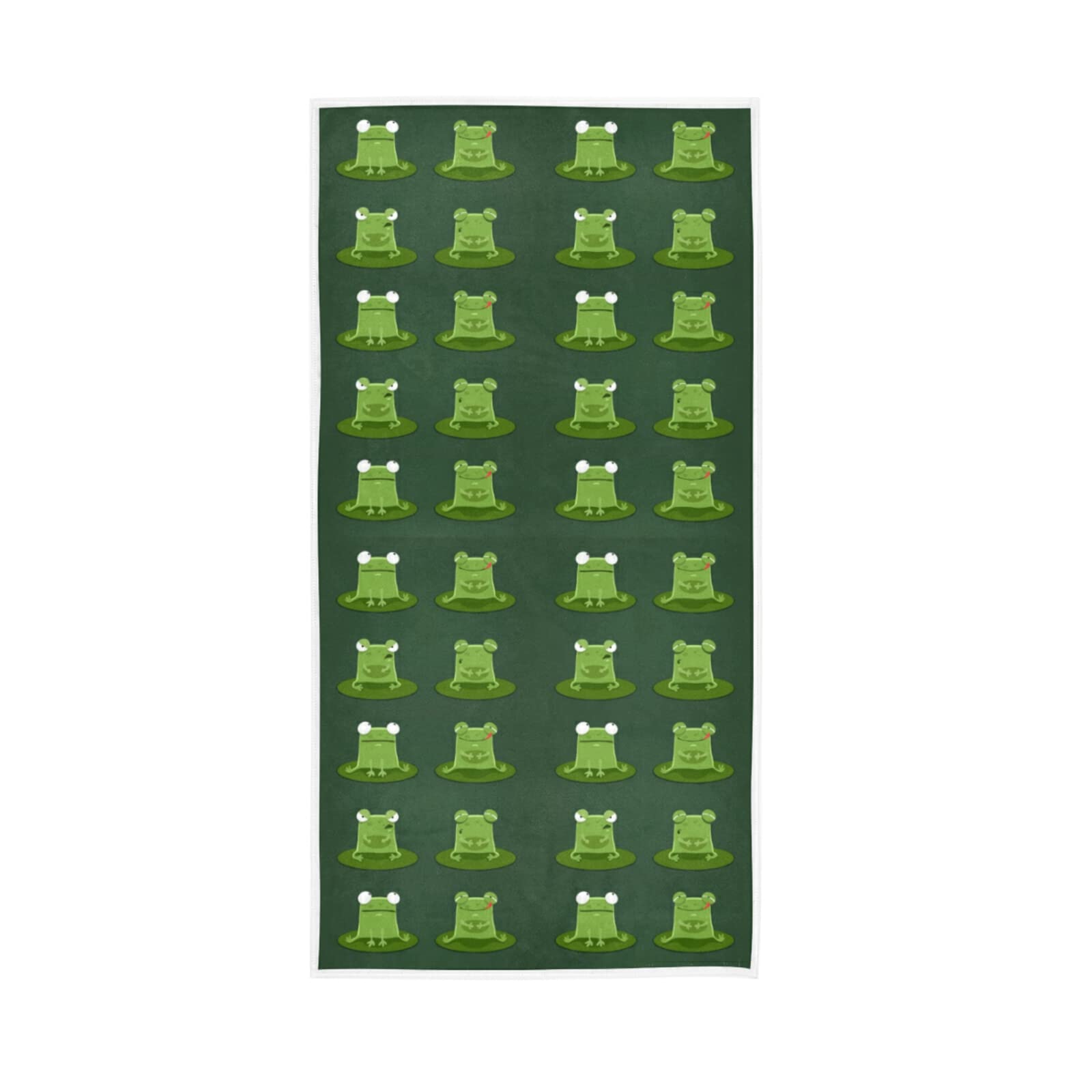 HUYGD Funny Green Frogs on Green Background Soft Hand Bath Towel 30" x 15" Thin Fast Drying Absorbent Soft Towels for Kitchen Gym Spa Hotel Beach