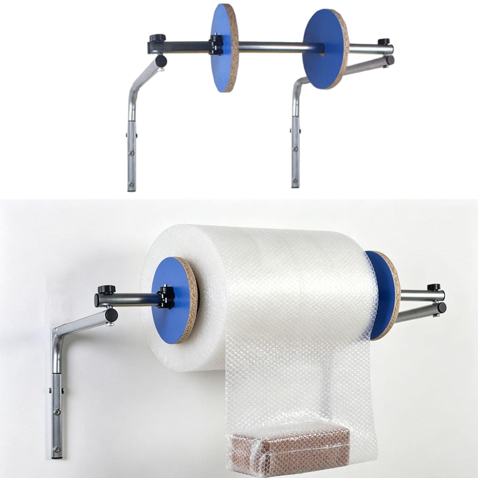 Dispensador de rollos de espuma de montaje en pared, soporte de amortiguación de burbujas para embalaje y envío, construcción de acero duradero para uso en almacén y fábrica