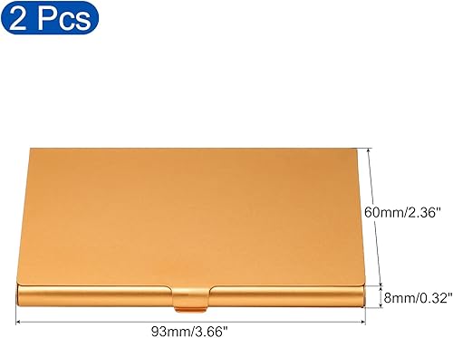 Miniatura 7 de PATIKIL Portatarjetas de visita, 2 piezas de aleación de aluminio, funda delgada para tarjetas de nombre para mujeres y hombres, tono plateado