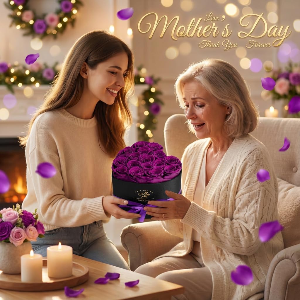 16-Piece Forever Roses in Heart Box,Preserved Rose Flowers,Birthday Gifts for Women Her Mothers Wife,100% Real Roses Last for 3 Years.Eternal Rose Gift Box for Valentines Christmas Mother's Day - Image 7