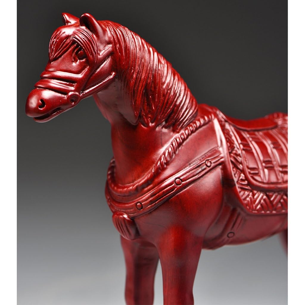 Amazon.co.jp: ホームデコレーション 赤い木彫りの馬の飾り マホガニー