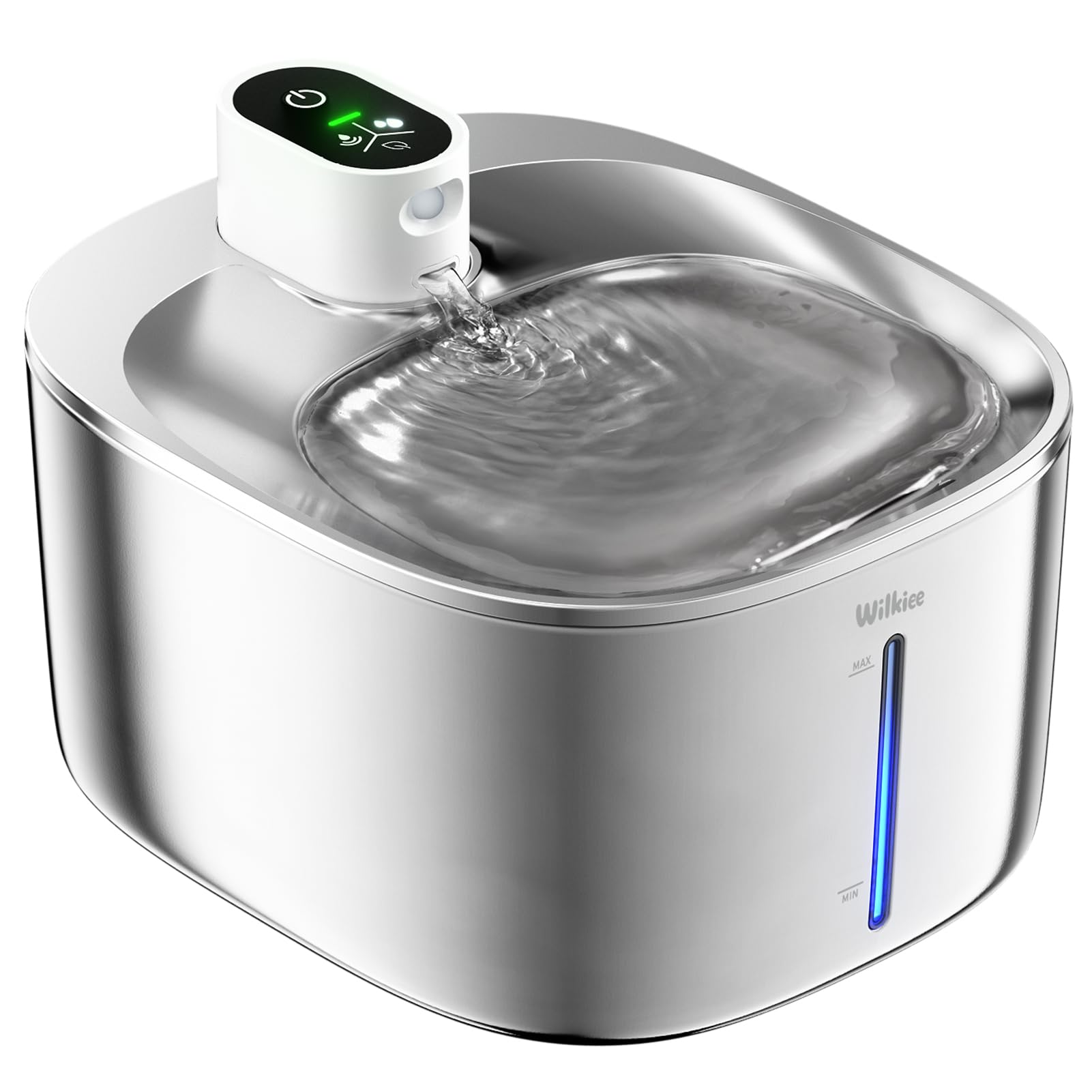 WILKIEE Wireless Cat Water Fountain, 138oz/4.1L Stainless Steel Cat Fountain, Battery Operated Pet Fountain for Cats & Dogs Indoor