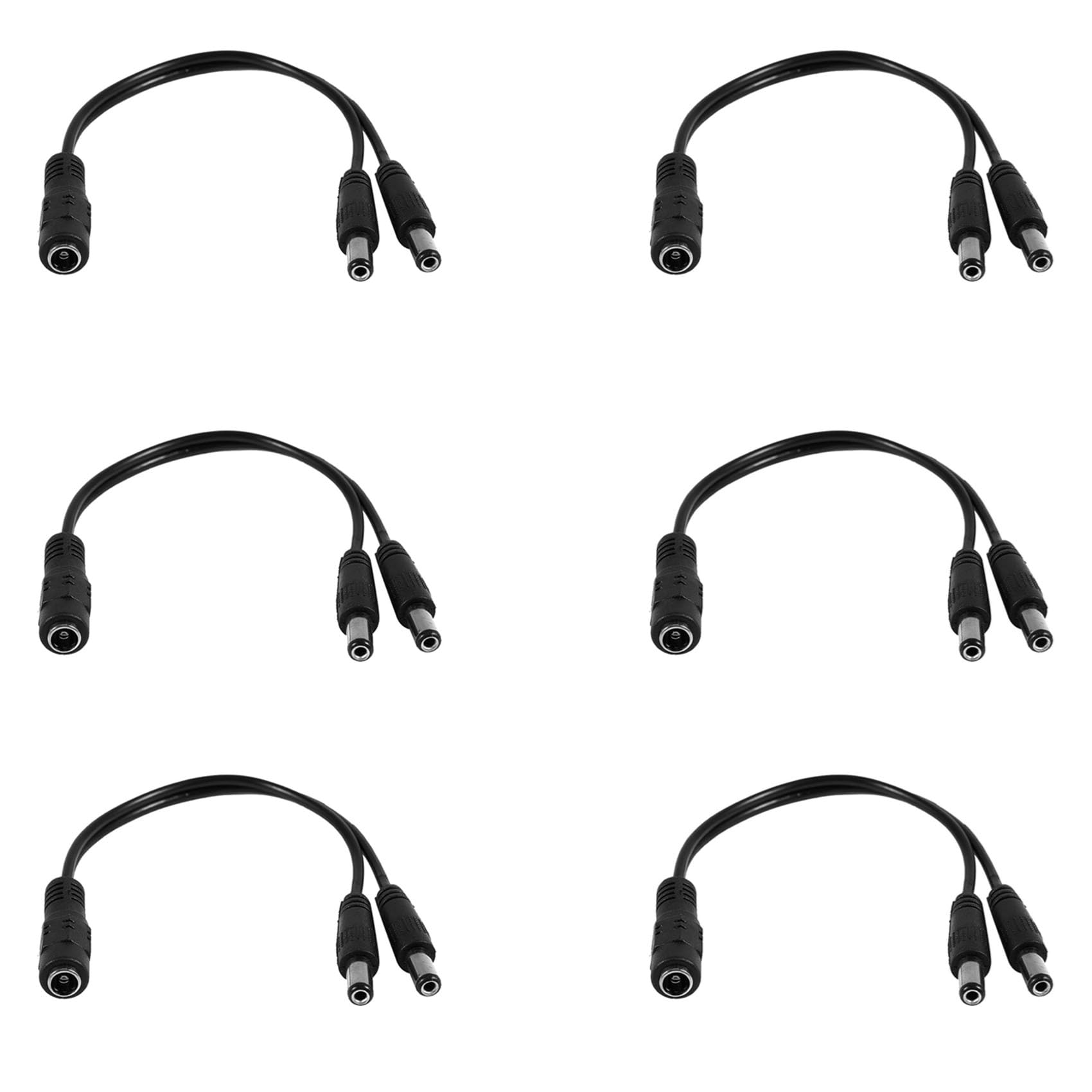 Jnchdghwa Women's Black 6Pcs 5.5X2.1mm 1 To 2 M/F Dc Power Splitter Cable For Security Cctv Camera