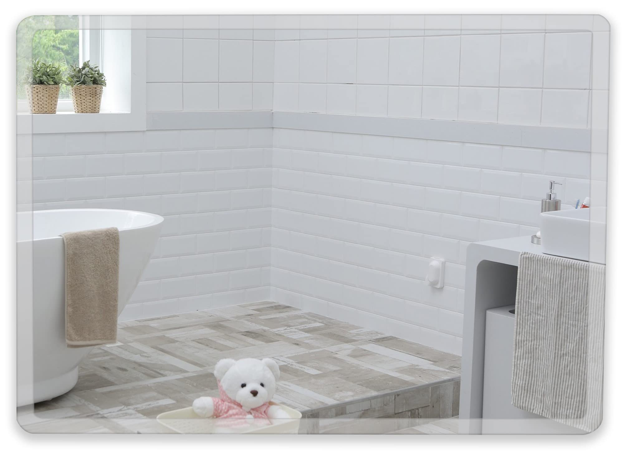 Neue Design Rectangular Frameless Mood® Premium Rectangular Bathroom Mirror, Wall Mounted Bevelled Frameless Mirrors, Hangs Both Ways, Toilet Bedroom Hallway, (45Cm X 60Cm)