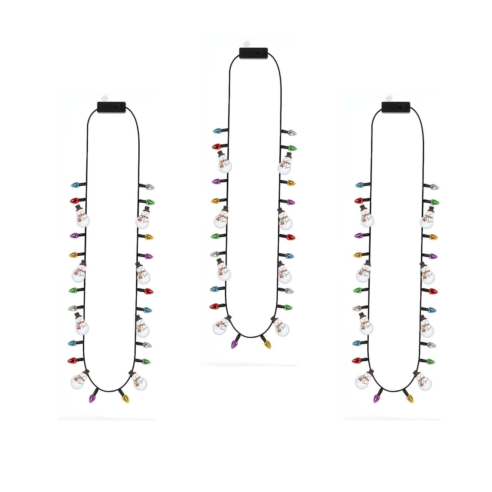AWSOLAR 3 Pack Lichterkette Halskette Weihnachten, Lichterkette zum Umhängen mit 3 Modi, Farbenfroh, Silvesterparty Zubehör