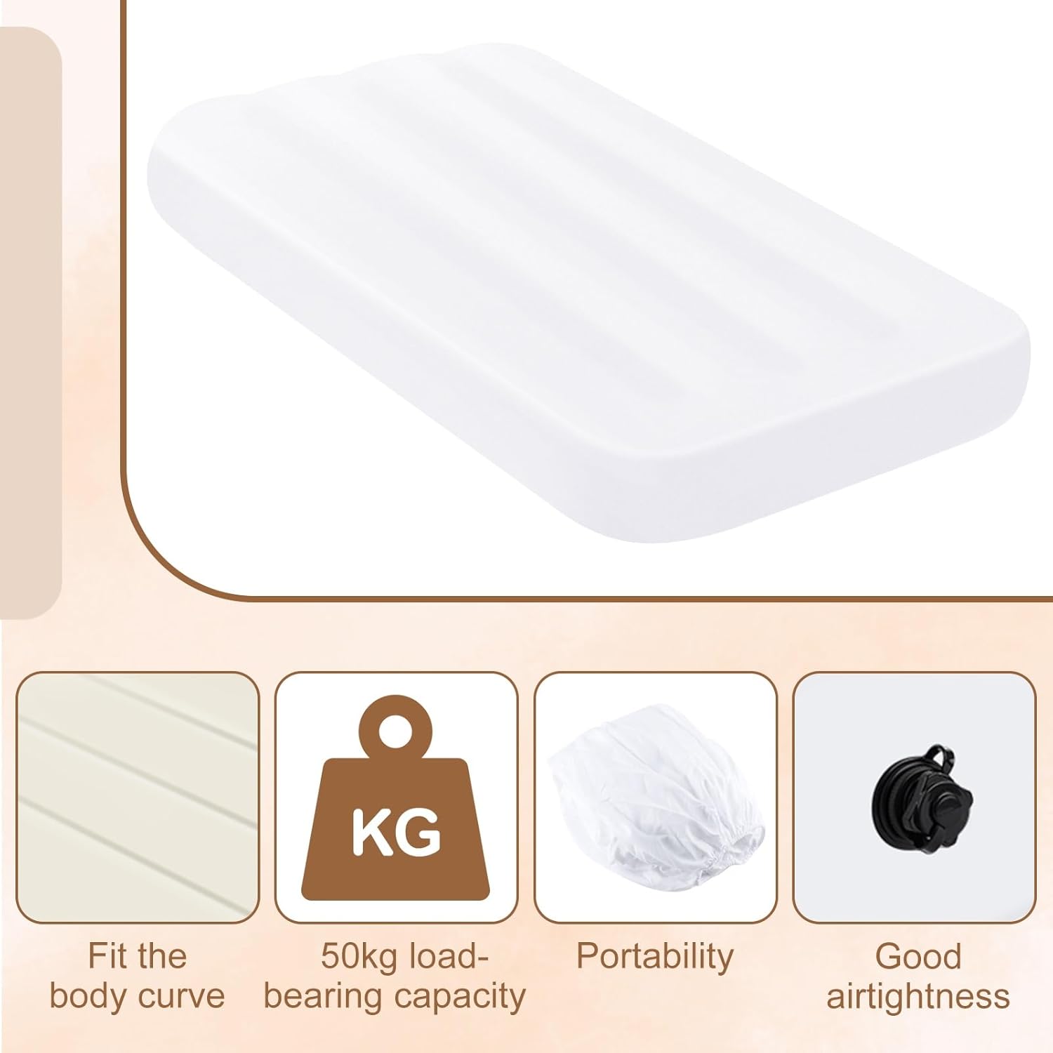 PLULON Kids Air Mattress with White Fitted Sheets, Inflatable Bed 63×28×8 inches Airbed Inflatable Mattress Sheet for Kids Sleepover Tent Slumber Party Camping Sleeping Pad Teepee Tent Air Mattress