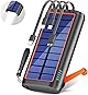 防災士監修【61200mAh大容量& 手回し充電】 モバイルバッテリー ソーラー 大容量 ケーブル内蔵 急速充電 ソーラーモバイルバッテリー ソーラーチャージャー 5台同時充電 5way蓄電 IPX7防水 耐衝撃 スマホ携帯充電器 高輝度 LEDライト付き 太陽光で充電でき 緊急停電対策 SOSモード 地震/災害/旅行/アウトドア用 iPhone/iPad/Android各種他対応 (オレンジ)