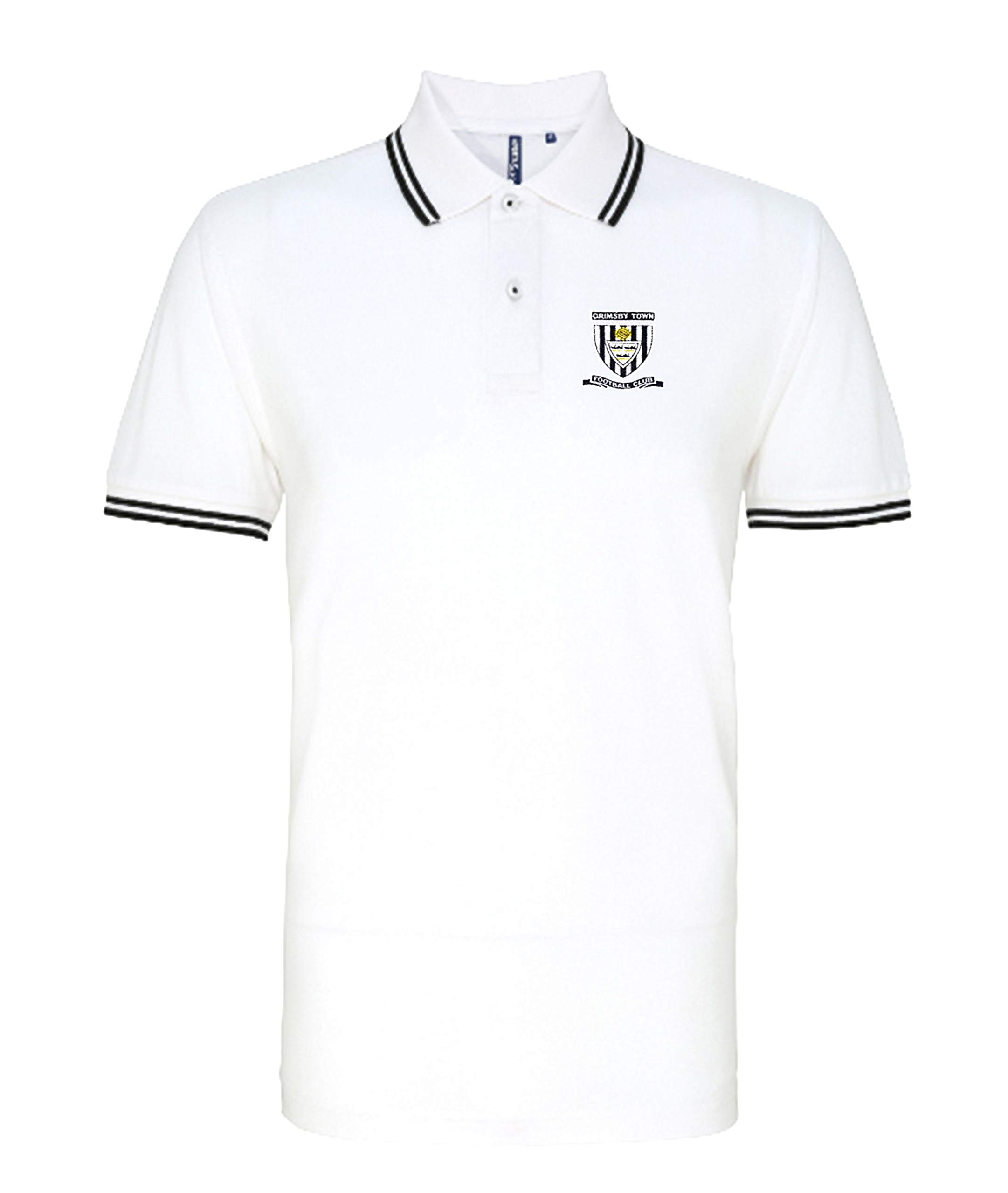 Grimsby 1960s Retro Football Iconic Polo Embroidered Logo White/Black