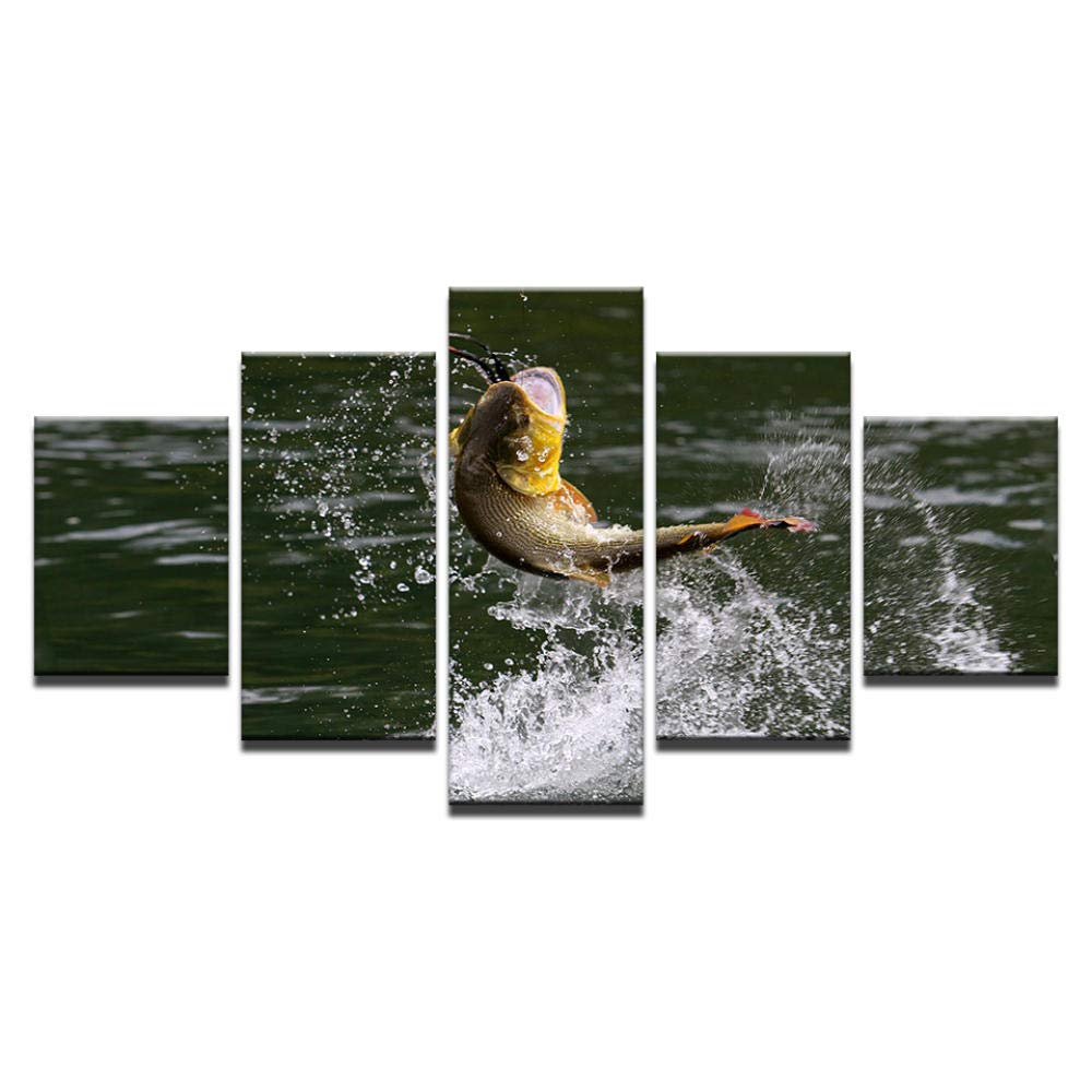 Idée cadeau salon moderne avec cette impression sur toile 5 pièces poisson - 8