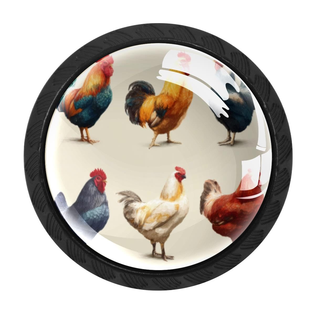 HEOEH 4 PCS Cabinet Knobs, Chicken Rooster Hen Drawer Knobs Dresser Handles