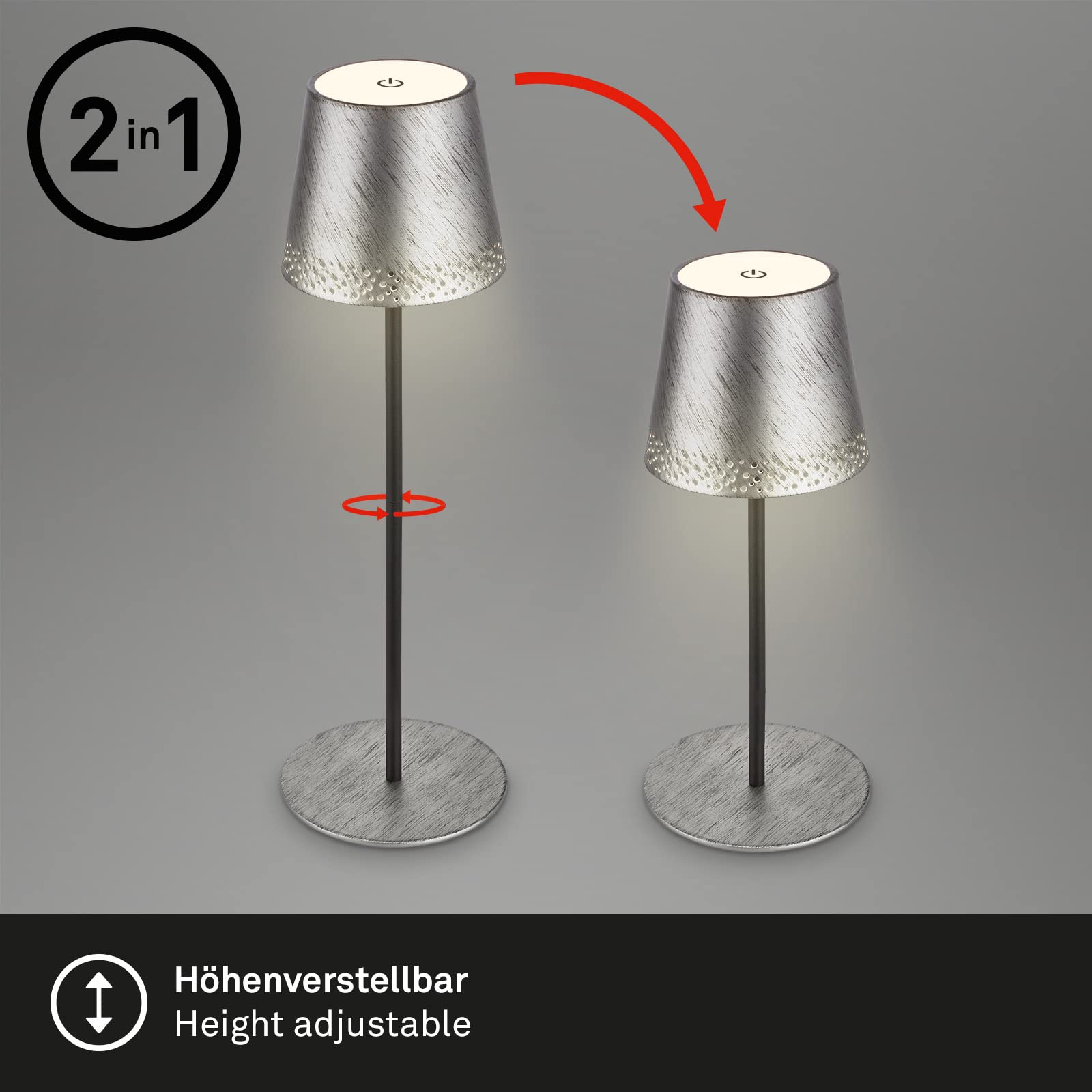 BRILONER Draadloze oplaadbare LED tafellamp 7462-015 7 cm RGBW zwart kopen