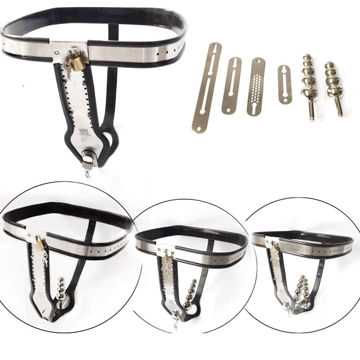 Cintura Di Castità Per Donne, Dispositivo Di Castità In Acciaio Inossidabile + Silicone, Con Plug Vaginale + Plug Anale Anti-slittamento, Giochi Di Castità E Bondage, Set Di Prevenzione