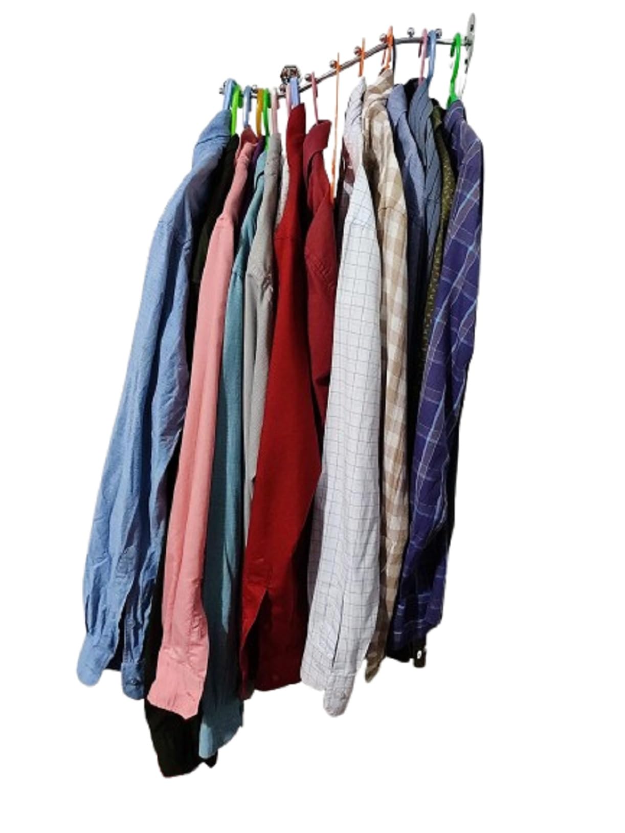 Q1 Beads 2 Pack Heavy Duty Wall Mount Wall Hanger for Clothes with Hardware Fittings 7 Ball pin Hooks Wall Drope Hanger for Shop/Showroom Display Hook Rail bar - Pack of 2, Steel