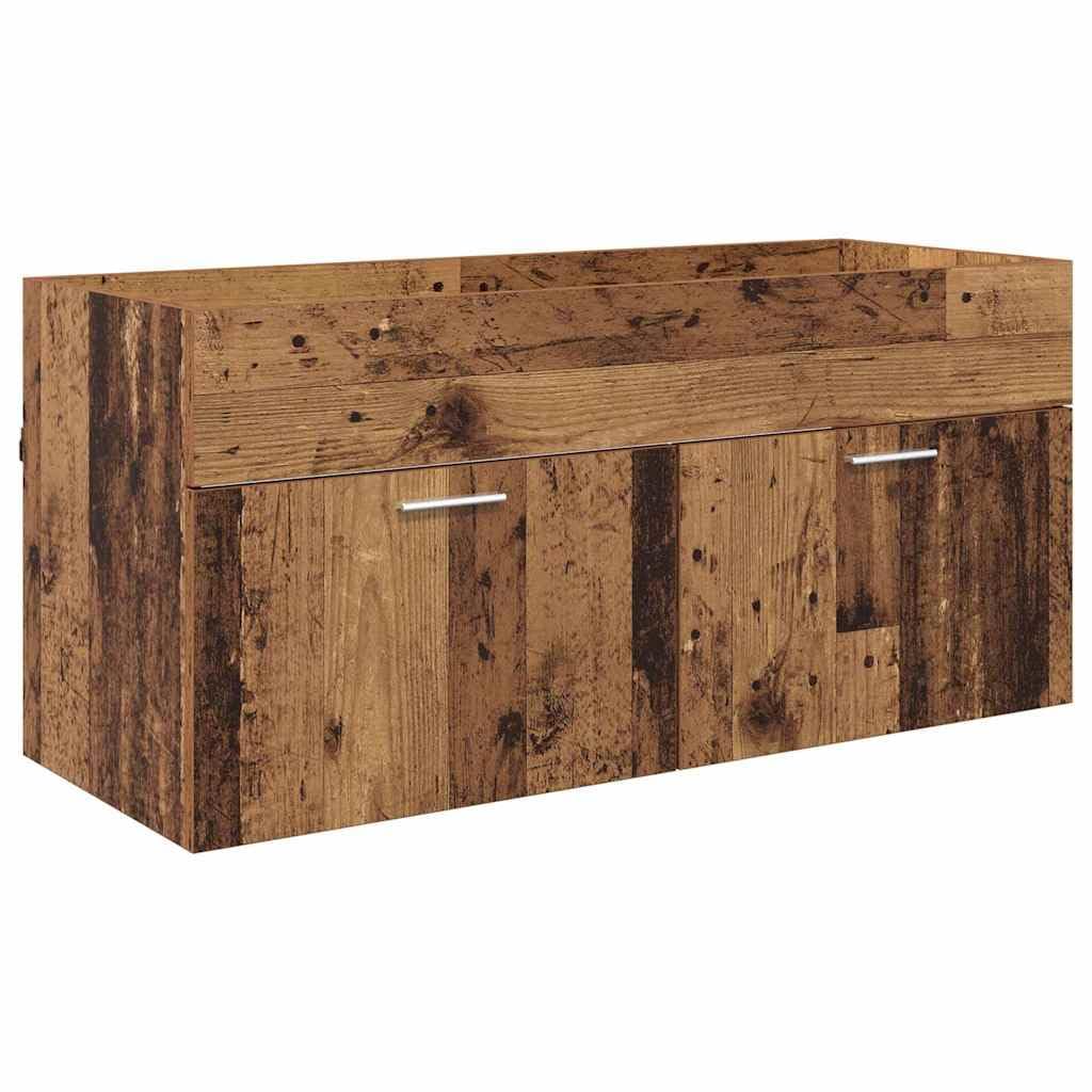 Armadietto da bagno, effetto legno anticato, 100 x 38,5 x 46 cm