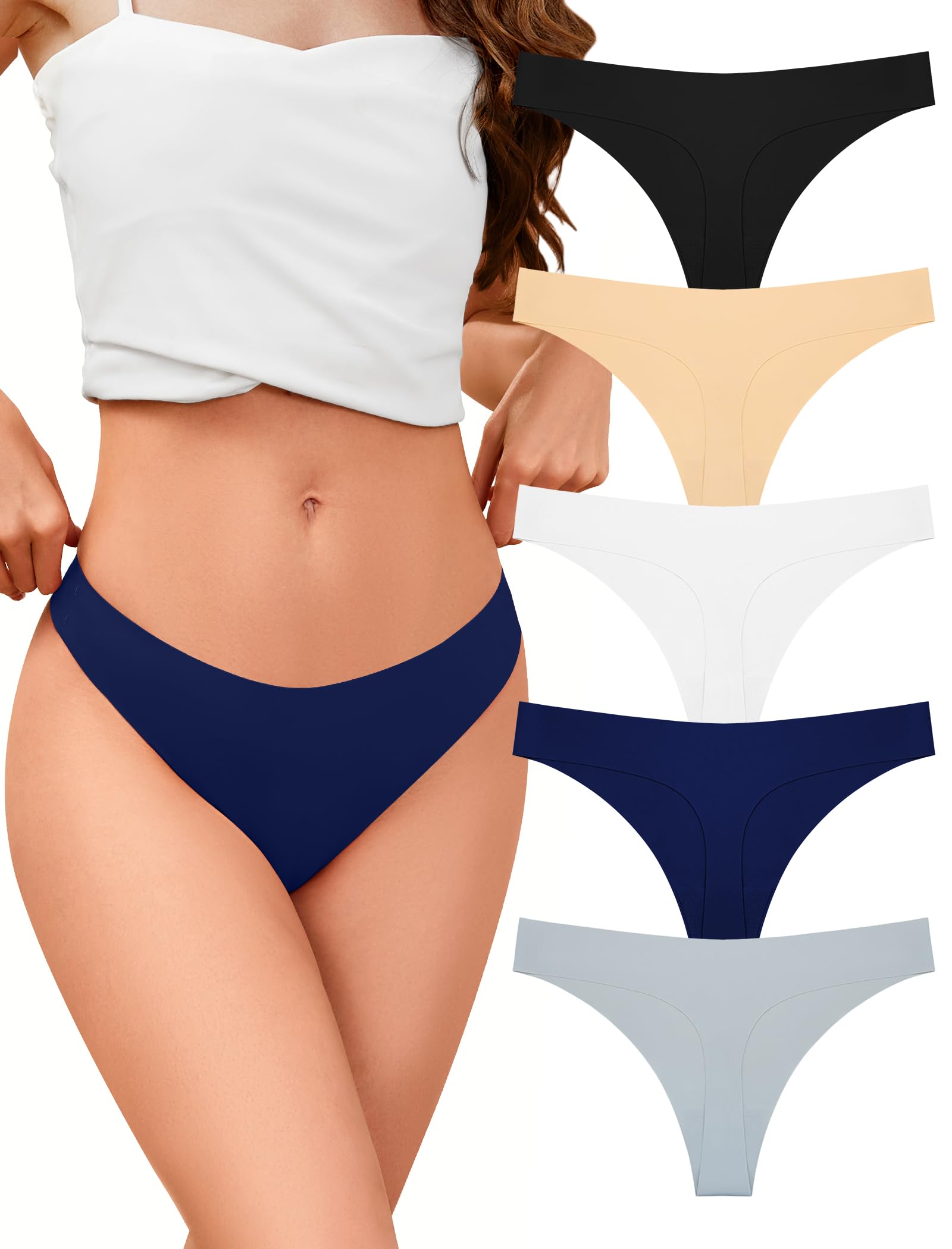 voenxe Seamless Thongs for Women No Show Ladies Underwear Invisible Comfortable Panties Low Rise Gym Workout Undies 5