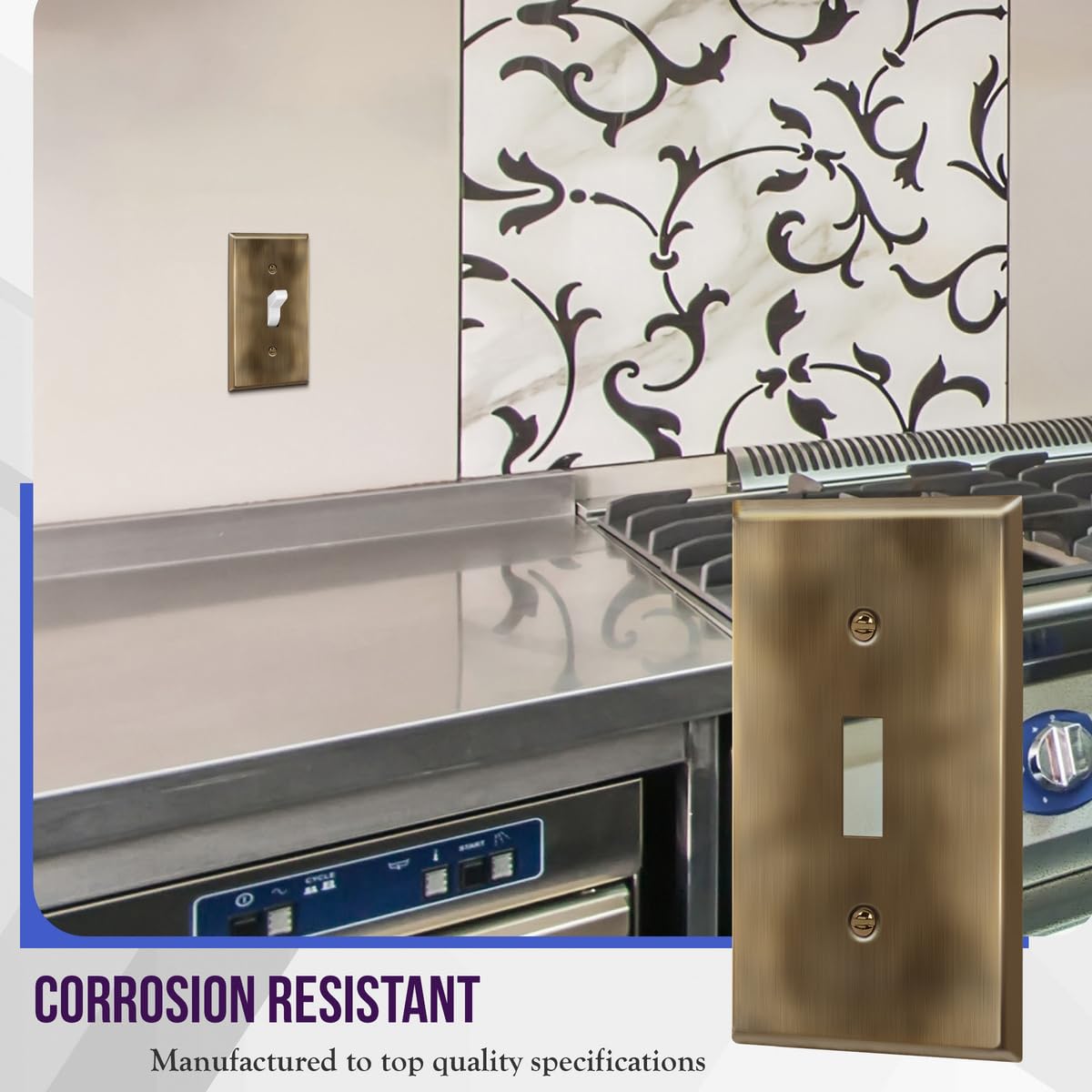 ENERLITES Toggle Light Switch Metal Wall Plate, Stainless Steel Switch Cover, Corrosion Resistant - Image 4