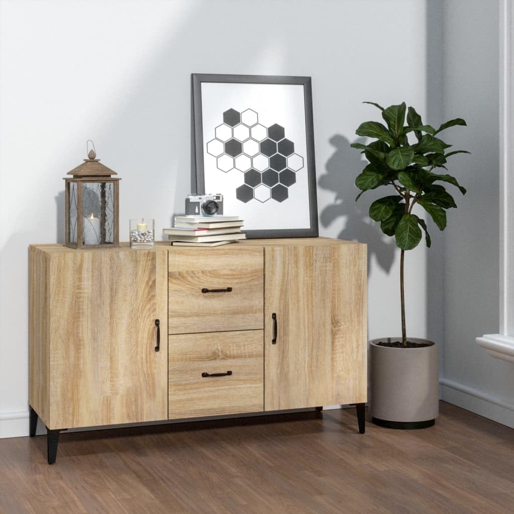 Kredens dąb Sonoma 100 x 36 x 60 cm, materiał drewnopochodny, wielofunkcyjna szafka do przechowywania z drzwiami, szufladami, komoda do salonu, jadalni