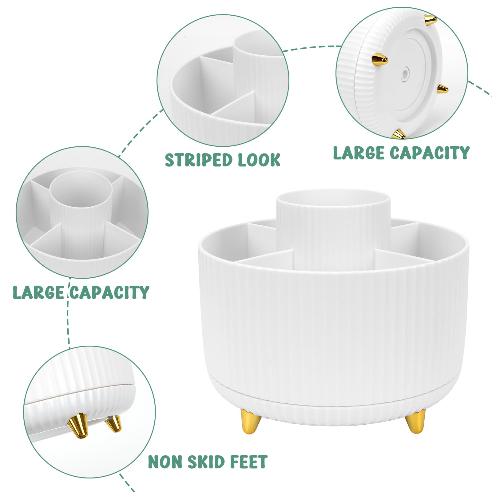 13-in-1 Stationery Set, White Desk Accessory with Pen Pot, Tape Dispenser, Stapler & Staple Set, Scissor, Ruler - Image 3