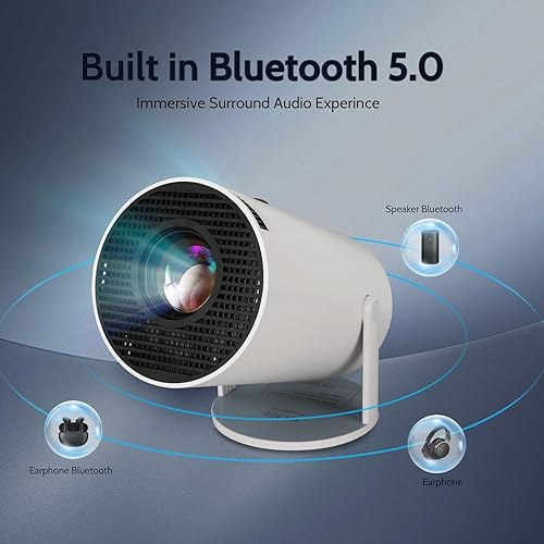 Miniatura 6 de Mini proyector con WIFI 6 y Bluetooth, soporte 4K 1080P Proyector portátil giratorio de 180° Proyector de película de pantalla de 130 pulgadas,