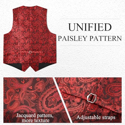 Uniform Paisley Floral Jacquard Suit Vest for Men,Men Formal Tuxedo Vest and Tie Sets,Wedding Vests Dress Suit Set3