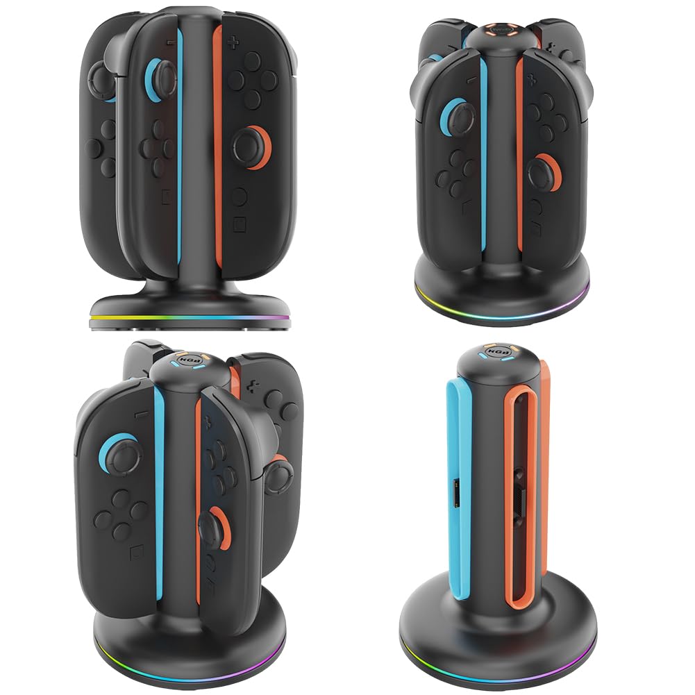 Caricatore 4 in 1 per Switch Stazione di Casa Magnetica con LED Supporto Joy-Con e Accessori