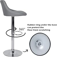 Vista 5 de ORISTUS Juego de 4 taburetes de bar grises 2022 taburetes de bar giratorios con respaldo piel sintética altura ajustable moderno taburete de bar
