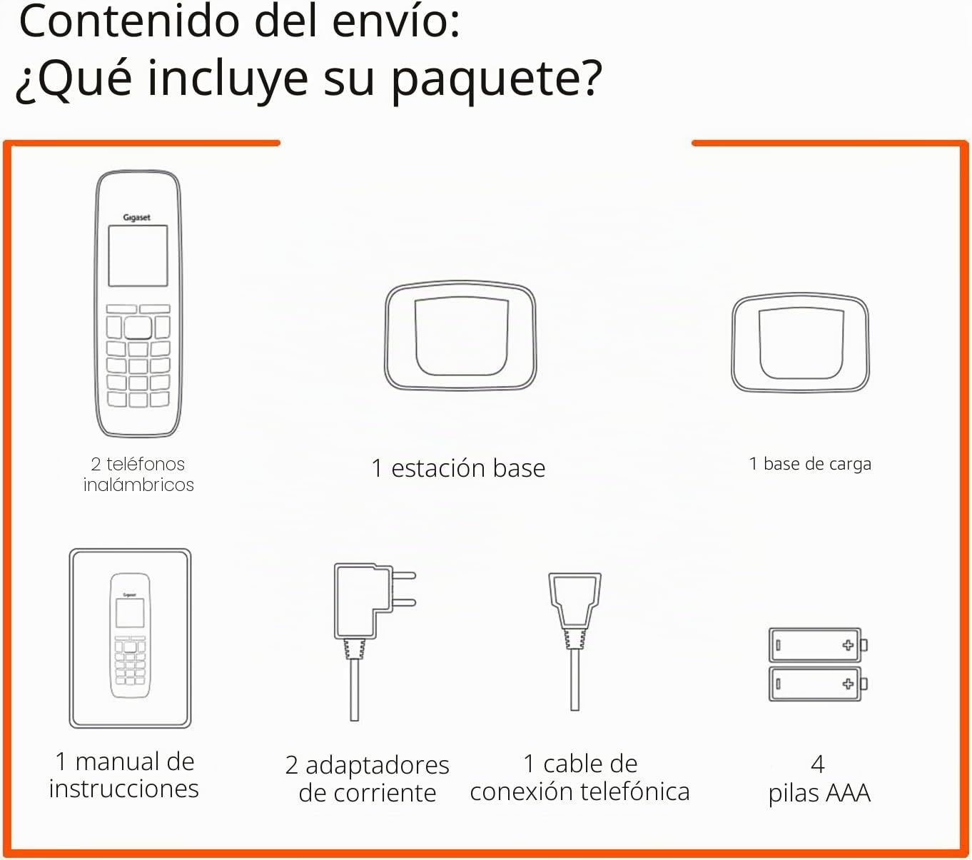 Gigaset Pure 120 Duo - 2 teléfonos inalámbricos con Eco DECT - Pantalla retroiluminada - Compatible con audífonos - Protección de Llamadas, Color Negro Antracita