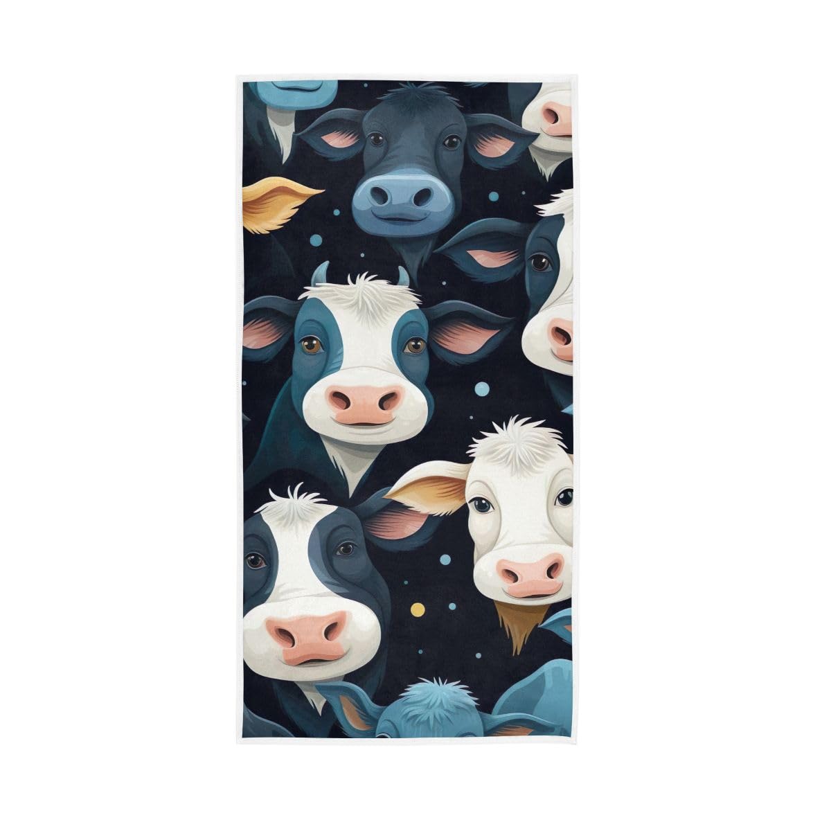 HUYGD Blue Cows Hand Towels, 15 x 30 Inches, Soft Highly Absorbent Towels for Bathroom Gym Shower