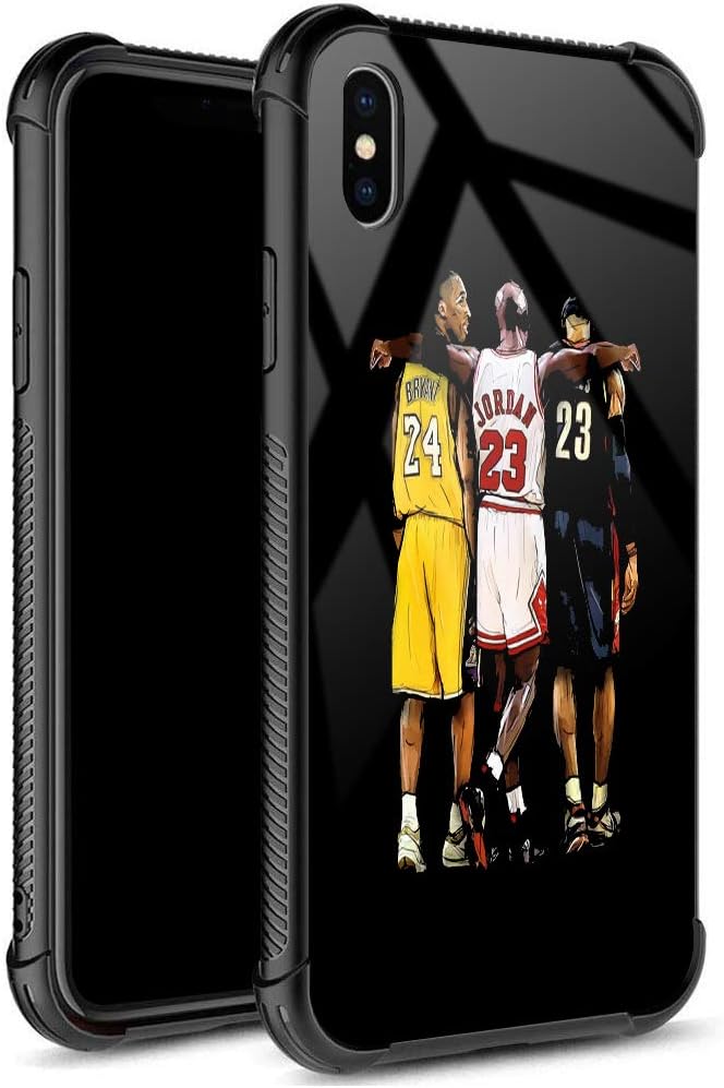 iPhone X/XS Case,USA Basketball Star 33 Pattern Design 9H Tempered Glass iPhone X/XS Cases for Girls Men Boy Women [Anti-Scratch] Fashion Cover Case for iPhone X/XS（5.8inch）