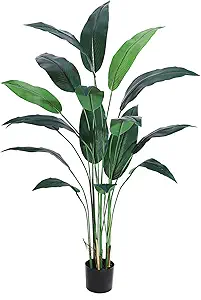 Artificial Bird of Paradise Plant 6FT(72in) Fake Palm Tree for Indoor Outdoor Modern Decor Faux Plants for Home Office Perfect Housewarming Gift with 17 Trunks Faux Leaves 1 Pack