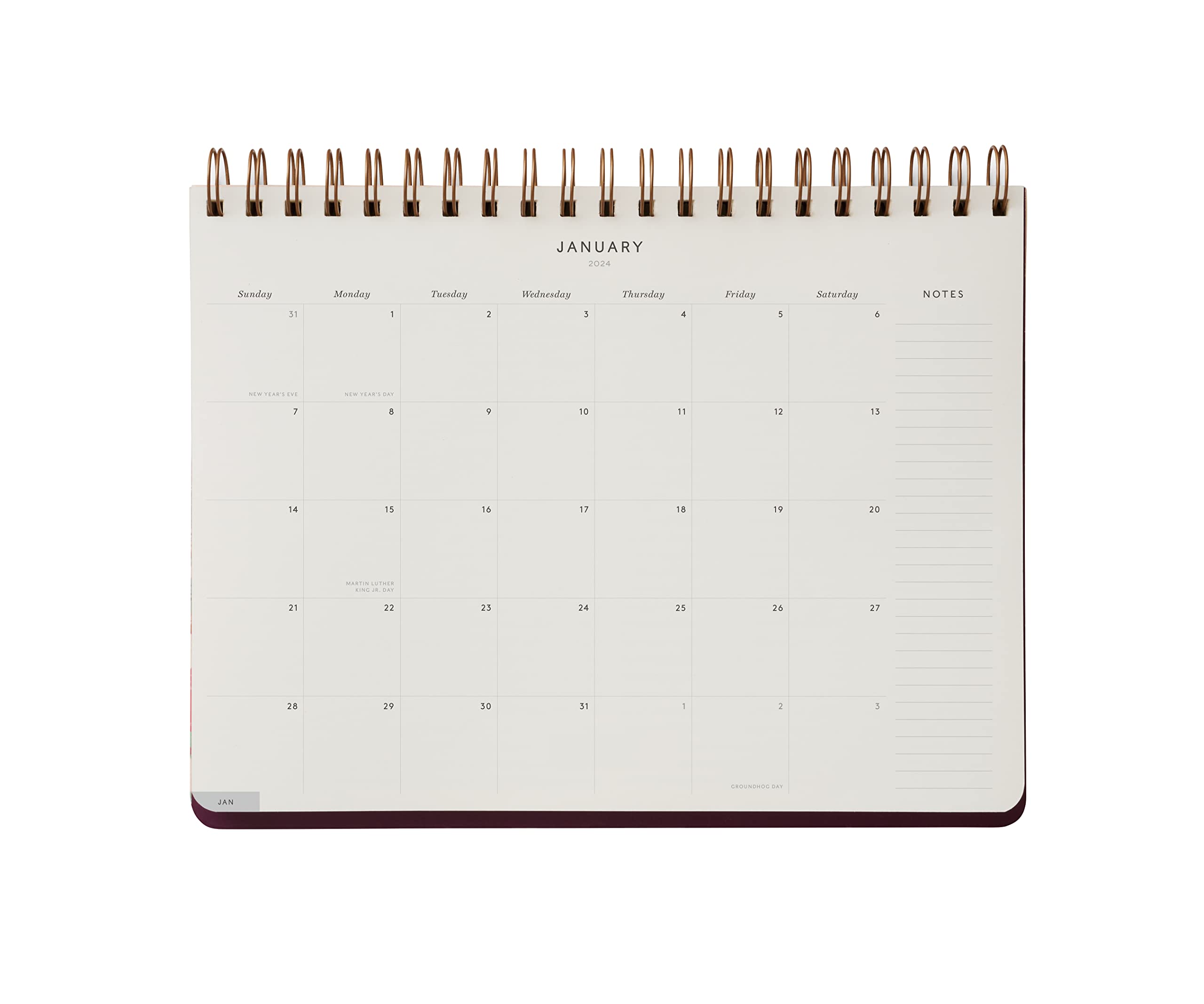 RIFLE PAPER CO. Blossom - Agenda 2024 con espiral superior de 12 meses, agenda mensual y semanal, tapa de doble espiral resistente, espacio para notas mensuales y lista semanal de tareas
