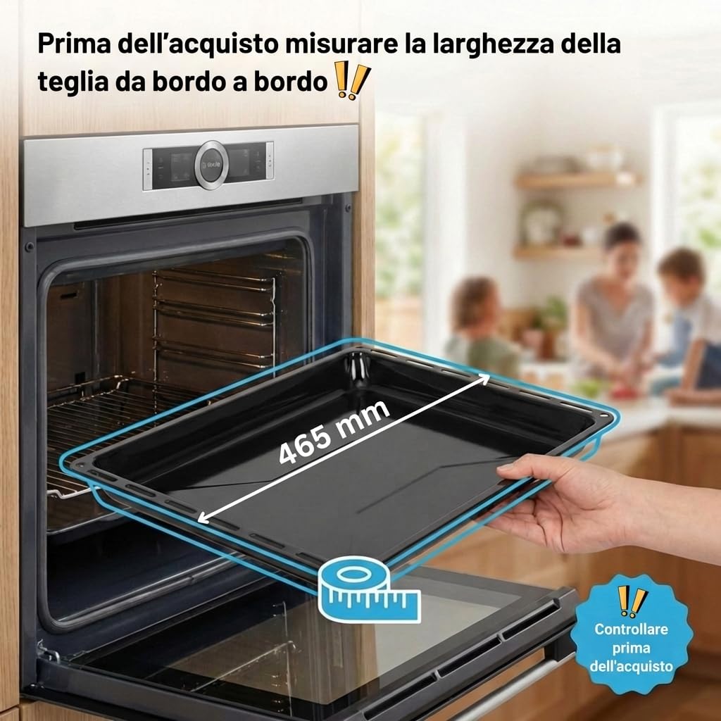 ICQN Set Teglie Smaltate per Forno 46,5x37,5x3 cm – Set da 2, Compatibile con Siemens e Bosch