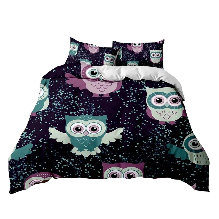 Housse de couette hibou Owls 240 x 220 pour une chambre cosy et colorée