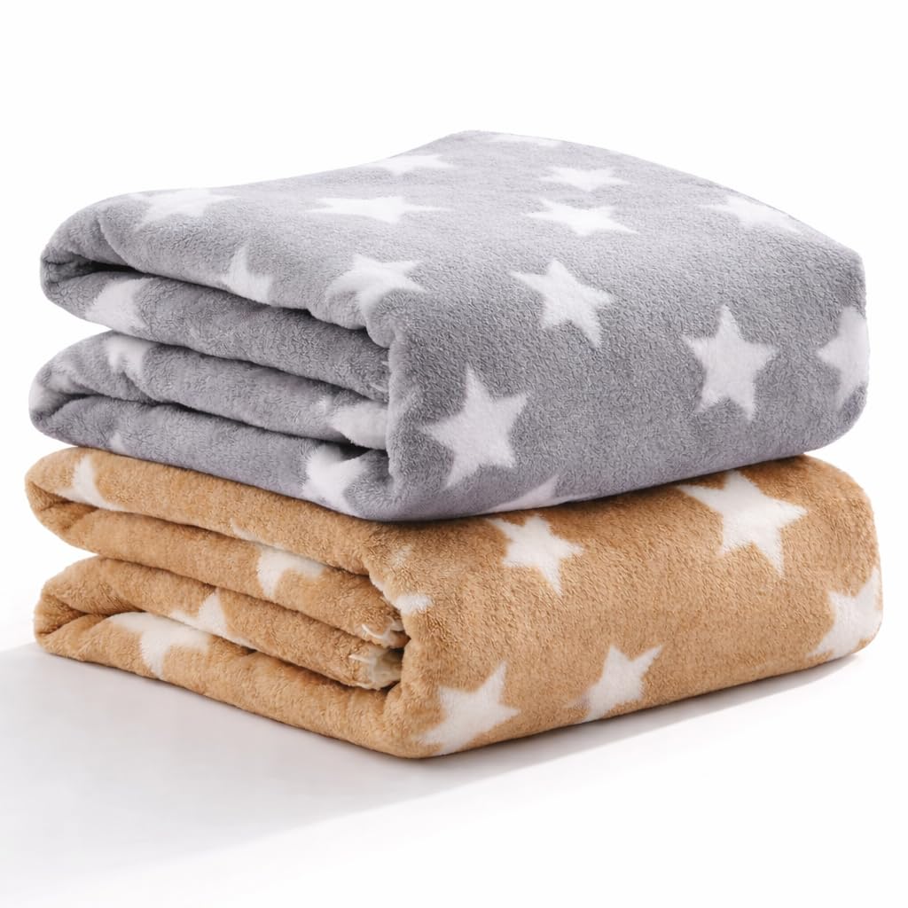 BRANDONN Fleece New Born All Season Ultrasoft Single Baby Blanket for Babies (Beige/Grey, Pack of 2, Reversible)-image-5