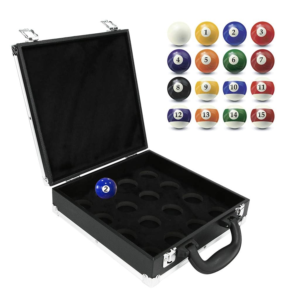 Agatige Billiard Balls Storage Box, Padded Snooker Billiard Balls Storage Box Pool Carrying Case Accessory 16 Balls Box with Carry Handle for Billiard Pool Balls